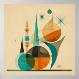 Midden Eeuw Abstract Geometrisch Retro Kunst Desig Poster