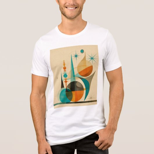 Midden Eeuw Abstract Geometrisch Retro Kunst Desig Tri-Blend Shirt (Voorkant)