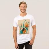 Midden Eeuw Abstract Geometrisch Retro Kunst Desig Tri-Blend Shirt (Voorkant volledig)