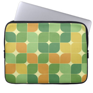 Midden Eeuw Abstract Groen Oranje Geel Laptop Sleeve