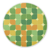 Midden Eeuw Abstract Groen Sinaasappel Geel Keramische Knop (Voorkant)