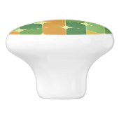 Midden Eeuw Abstract Groen Sinaasappel Geel Keramische Knop (Zijkant)