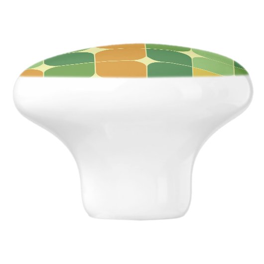 Midden Eeuw Abstract Groen Sinaasappel Geel Keramische Knop (Zijkant)