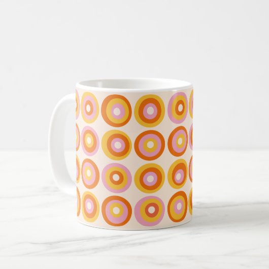 Midden Eeuw Abstract Oranje Cirkels Patroon Koffiemok (Voorkant links)