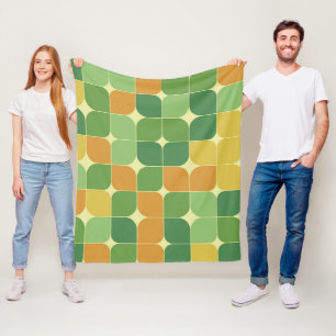 Midden Eeuw Abstract Patroon Groen Oranje Fleece Deken