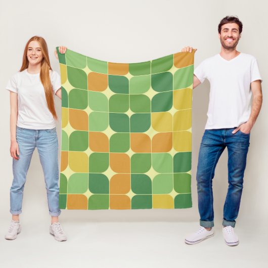 Midden eeuw Abstract Patroon Groen Sinaasappel Fleece Deken (In situ)