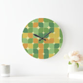 Midden eeuw Abstract Patroon Groen Sinaasappel Grote Klok (Huis)