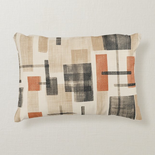 Midden eeuw abstract raster accent kussen (Voorkant)