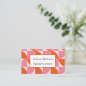 Midden eeuw Abstract Sinaasappel en Roze Custom Visitekaartje (Staand voorkant)