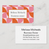 Midden eeuw Abstract Sinaasappel en Roze Custom Visitekaartje (Voorkant / Achterkant)