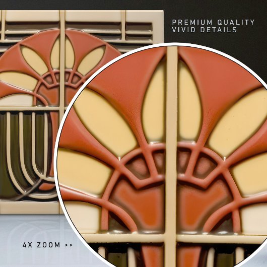 Midden-Eeuw Abstracte Florals Arts Crafts Movement Tegeltje