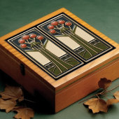 Midden-Eeuw Abstracte Florals Arts Crafts Movement Tegeltje