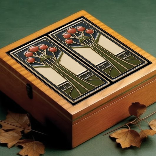 Midden-Eeuw Abstracte Florals Arts Crafts Movement Tegeltje