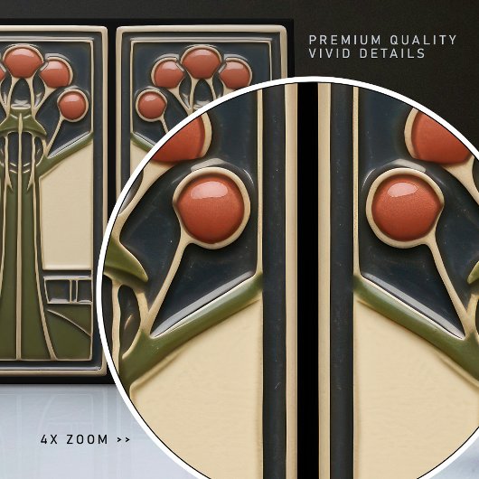 Midden-Eeuw Abstracte Florals Arts Crafts Movement Tegeltje