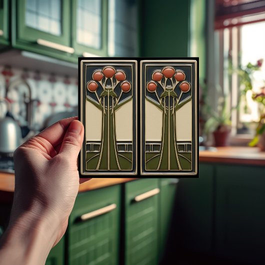 Midden-Eeuw Abstracte Florals Arts Crafts Movement Tegeltje