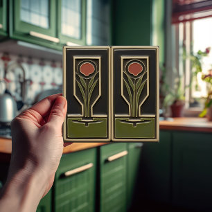 Midden-Eeuw Abstracte Tuin Bloemen Greenhouse Tegeltje