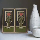 Midden-Eeuw Abstracte Tuin Bloemen Greenhouse Tegeltje