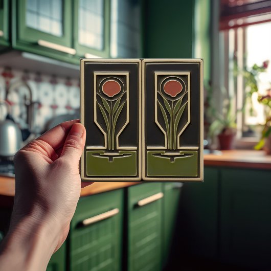 Midden-Eeuw Abstracte Tuin Bloemen Greenhouse Tegeltje