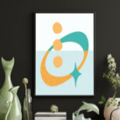Midden Eeuw Atomair Abstract Aqua, Oranje, Teal Poster