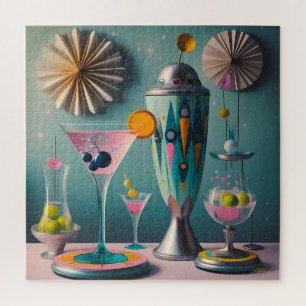 Midden eeuw atomaire futuristische cocktailtijd legpuzzel