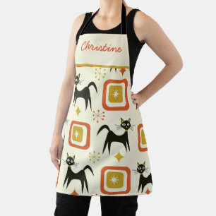 Midden eeuw atomaire katten met vintage vierkanten schort
