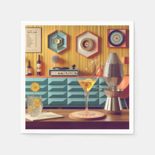 Midden Eeuw Atomaire Retro Futuristische Feestzaal Servet
