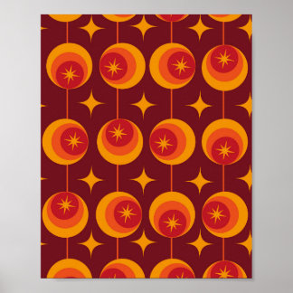 Midden eeuw atomaire stervelingen op retro cirkels poster