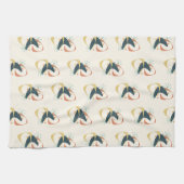 Midden-Eeuw Atomic Charcoal Sinaasappel Yellow Theedoek (Horizontaal)