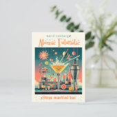 Midden eeuw Atomic Futuristic Citrus Martini Bar Briefkaart (Staand voorkant)