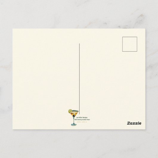 Midden eeuw Atomic Futuristic Citrus Martini Bar Briefkaart (Achterkant)