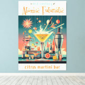 Midden eeuw Atomic Futuristic Citrus Martini Bar Canvas Afdruk (Insitu (Houten vloer))