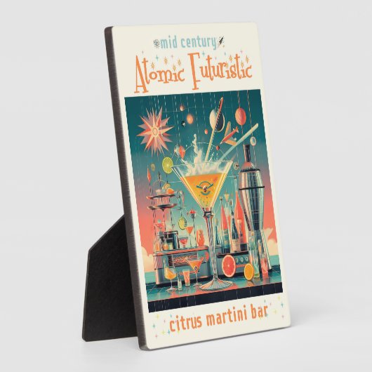 Midden eeuw Atomic Futuristic Citrus Martini Bar Fotoplaat (Zijkant)