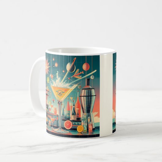 Midden eeuw Atomic Futuristic Citrus Martini Bar Koffiemok (Voorkant links)