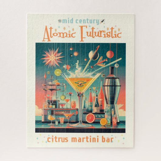 Midden eeuw Atomic Futuristic Citrus Martini Bar Legpuzzel (Verticaal)