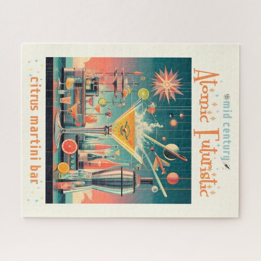 Midden eeuw Atomic Futuristic Citrus Martini Bar Legpuzzel (Horizontaal)