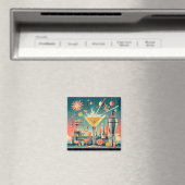 Midden eeuw Atomic Futuristic Citrus Martini Bar Magneet (Insitu (Vaatwasser))