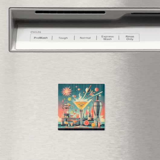 Midden eeuw Atomic Futuristic Citrus Martini Bar Magneet (Insitu (Vaatwasser))