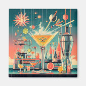 Midden eeuw Atomic Futuristic Citrus Martini Bar Magneet (Voorkant)
