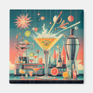 Midden eeuw Atomic Futuristic Citrus Martini Bar Magneet