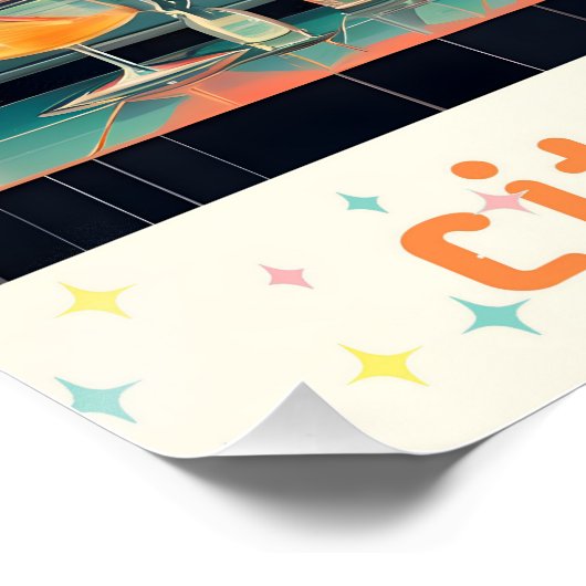 Midden eeuw Atomic Futuristic Citrus Martini Bar Perfect Poster (Hoek)