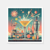 Midden eeuw Atomic Futuristic Citrus Martini Bar Servet (Voorkant)