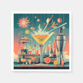 Midden eeuw Atomic Futuristic Citrus Martini Bar Servet