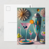Midden eeuw Atomic Futuristic Cocktail Time Briefkaart (Voorkant / Achterkant)