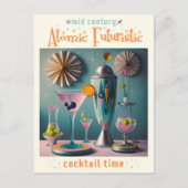 Midden eeuw Atomic Futuristic Cocktail Time Briefkaart (Voorkant)