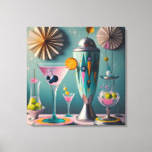 Midden eeuw Atomic Futuristic Cocktail Time Canvas Afdruk (Voorkant)