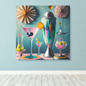 Midden eeuw Atomic Futuristic Cocktail Time Canvas Afdruk (Insitu (Houten vloer))