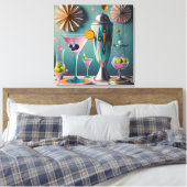 Midden eeuw Atomic Futuristic Cocktail Time Canvas Afdruk (Insitu (Slaapkamer))