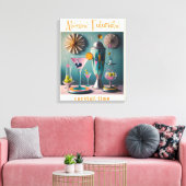 Midden eeuw Atomic Futuristic Cocktail Time Canvas Afdruk (Insitu (Woonkamer))