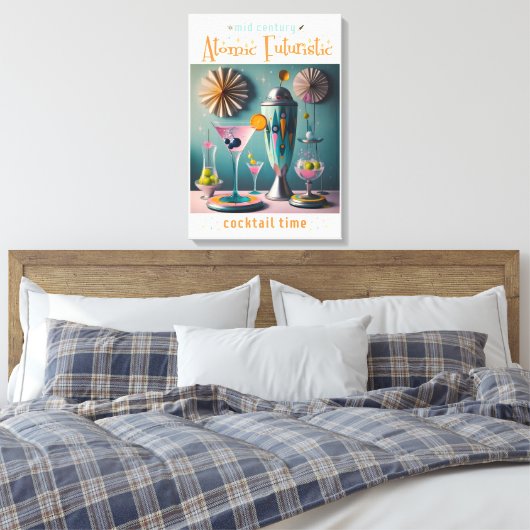 Midden eeuw Atomic Futuristic Cocktail Time Canvas Afdruk (Insitu (Slaapkamer))