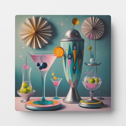 Midden eeuw Atomic Futuristic Cocktail Time Fotoplaat (Voorkant)